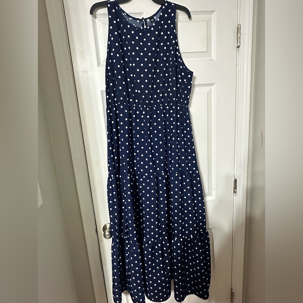 SHEIN Navy Polka Dot Maxi Dress